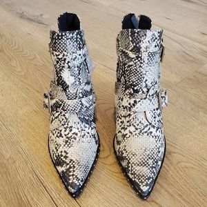 Snake print booties